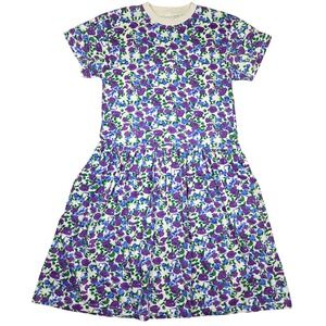 Vintage Nan Dorsey Floral Print Dropped Waist Dress Womens L Purple‎ 1920s Style